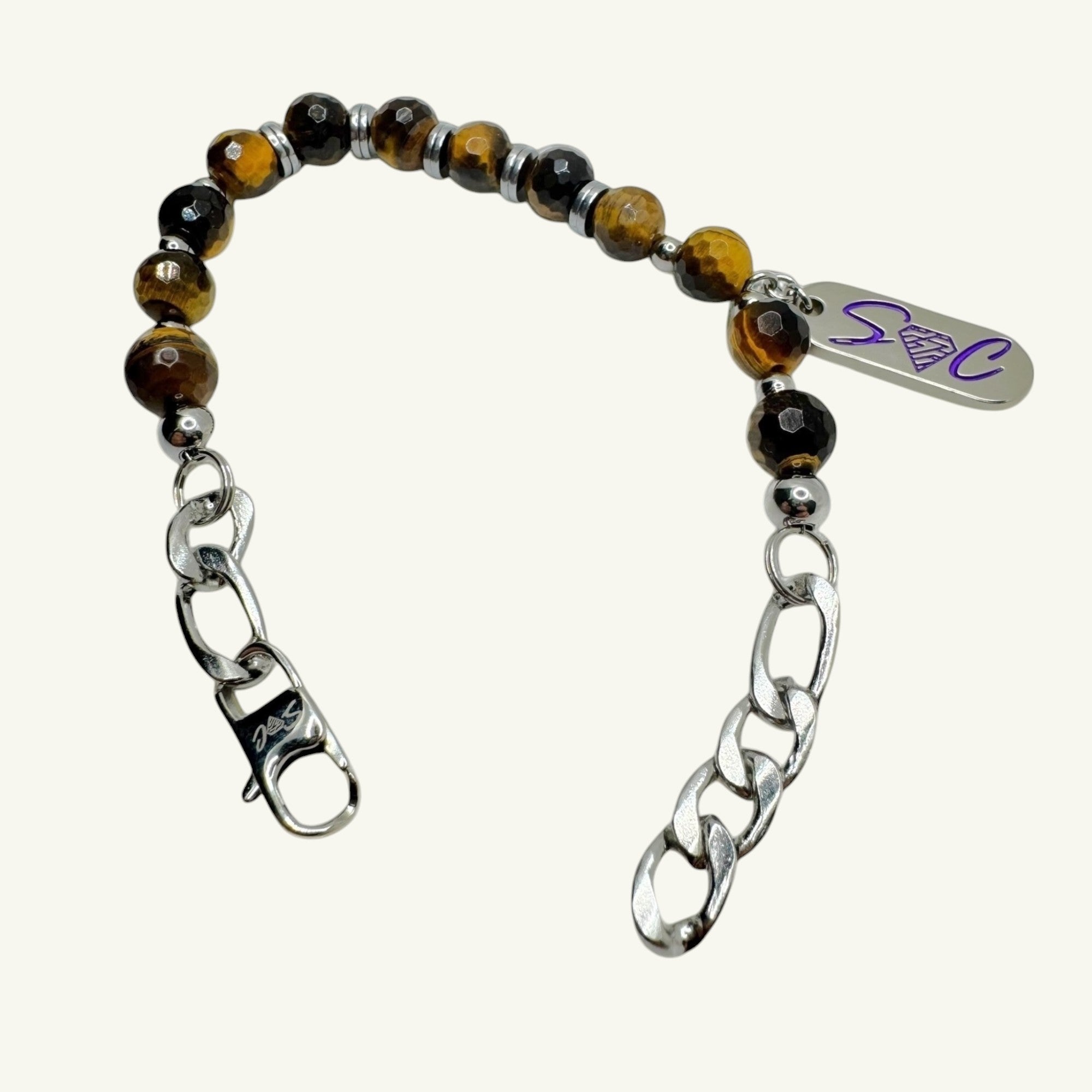 Bracciale occhio di tigre sfaccettato Sharifa Crystals